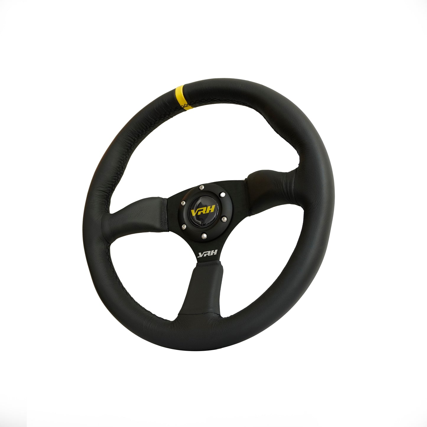 VRH 350MM SEMI-DEEP DISH 3-SPOKE LEATHER STEERING WHEEL – STINGER