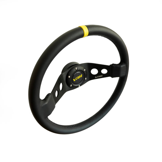 VRH 350MM DEEP DISH 3-SPOKE LEATHER STEERING WHEEL β HAMMERHEAD