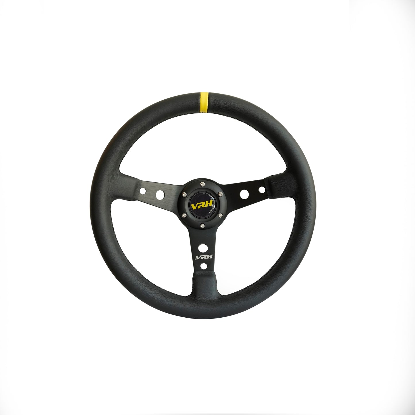VRH 350MM DEEP DISH 3-SPOKE LEATHER STEERING WHEEL – RALLY GRAB