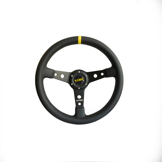 VRH 350MM DEEP DISH 3-SPOKE LEATHER STEERING WHEEL – RALLY GRAB