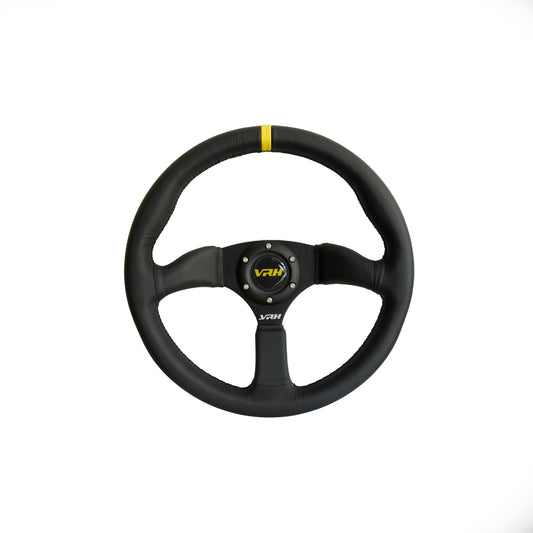 VRH 350MM SEMI-DEEP DISH 3-SPOKE LEATHER STEERING WHEEL – STINGER