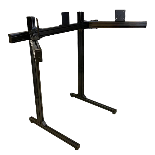 VRH Free-Standing Triple Monitor Stand. Built with heavy-duty aluminum and steel, it supports up to three 49″ ultrawide monitors or 55″ displays, offering an immersive panoramic view with unbeatable stability and adjustability.
