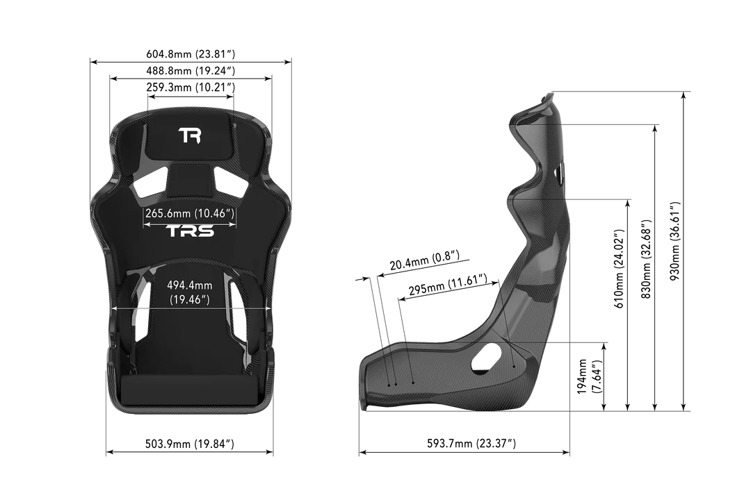TRS TR Series GT Pro Racing Bucket Seat - Full Dry Carbon Fiber