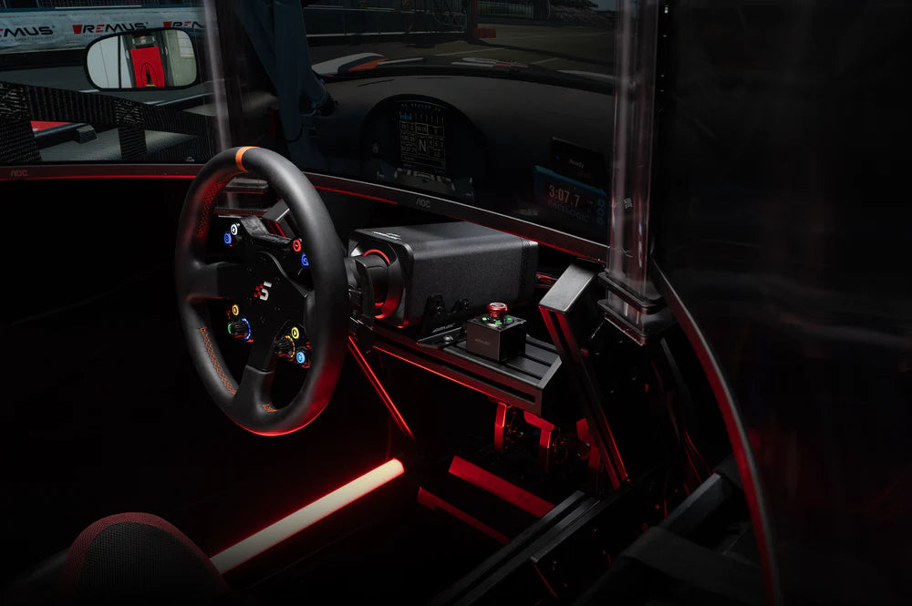 SIMAGIC Alpha EVO Ultra 28Nm direct drive wheelbase – shown in a sim racing setup
