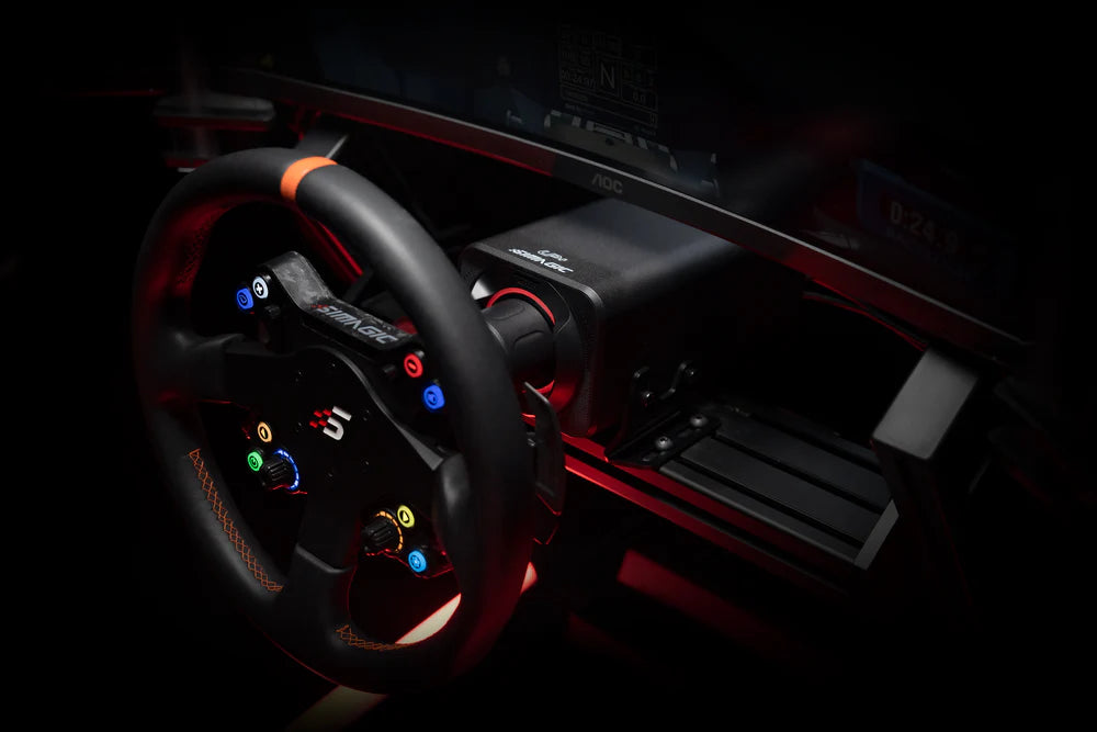 SIMAGIC Alpha EVO Ultra 28Nm direct drive wheelbase – shown in a sim racing setup